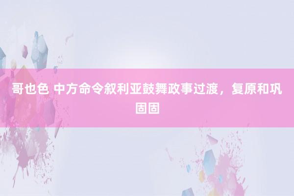 哥也色 中方命令叙利亚鼓舞政事过渡，复原和巩固固