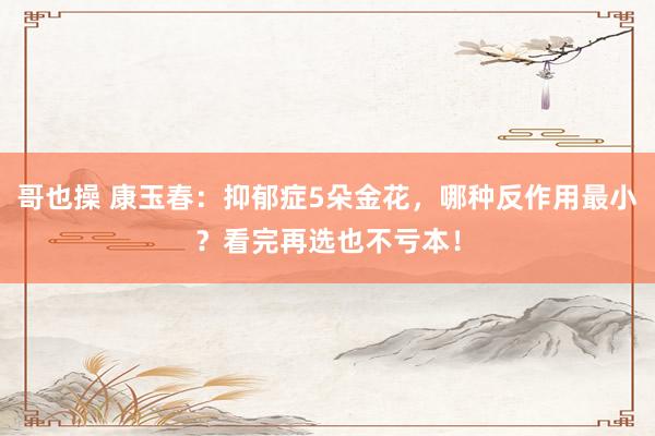 哥也操 康玉春：抑郁症5朵金花，哪种反作用最小？看完再选也不亏本！